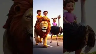 #Lion and Ostrich Fun Ride 🦁🦤 | AI Short#Shorts #KidsVideo #CuteAnimals