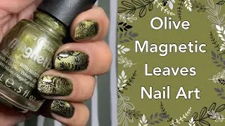 Olive Magnetic with Leaves Nail Art || Born Pretty Store || MMX20 - 20% Discount Code