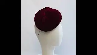 Burgundy Pleated Velvet Sloped Beret Hat