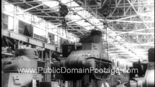Tanks by the Thousands Roll off the Assembly Lines in WWII War Effort Archival Newsreel