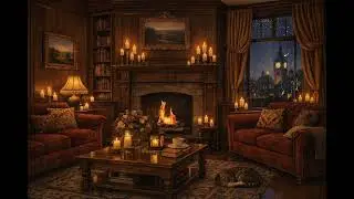 📚 Victorian City Views in a Cozy Library | Soft Rain Noises and Crackling Fire for Sleep and Study