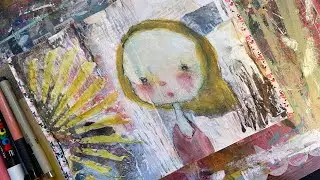 Art journaling collage layers repurposing an old journal