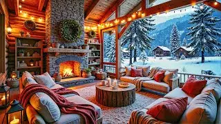 Peaceful Winter Piano Music ❄️Cozy Fireplace Ambience 🌙 Gentle Snowfall for Relaxation