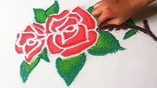 Rose day special rangoli/valentine day rangoli