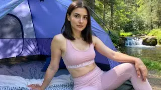 Camping In Evening 🏕️💦🤤. Jungle Survival Girl. Girl Forest.