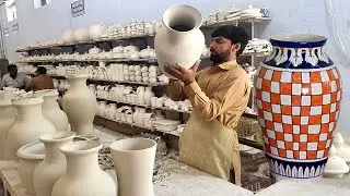 Magical Artistic Hands are Making Beautiful Flower Jar | Blue Pottery Skills