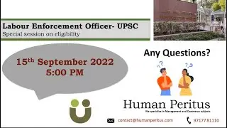 Labour Enforcement Officer exam by UPSC- Special Online Session on 15th September 2022 at 5 PM