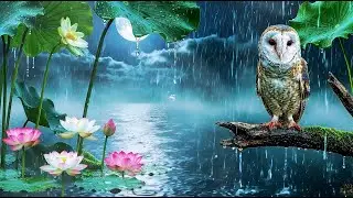 ASMR Moonlight Owl Rain Rainforest Lotus Dreams Relaxation 4 HOURS ASMR (4K Nature's Diary)