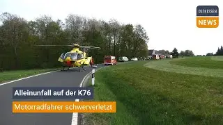 KALBACH: Alleinunfall auf der K76 - 16-j&auml;hriger Motorradfahrer schwerverletzt