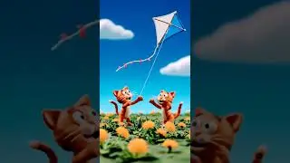 #DreamScreenAI two cats play with kites Happy makar Sankranti🪁
