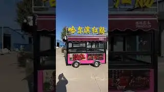 Chinese style Pavilion four-wheel movable food truck suitable for intersection stalls