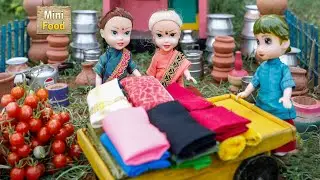 மினி தக்காளி சாதம் | Mini Tomato Rice with toys | miniature cooking | sarees selling in village