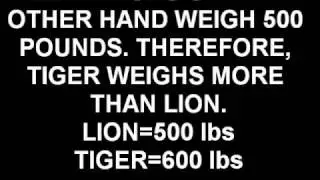Ligers: Weight Comparisons of Ligers, Tigers and Lions.
