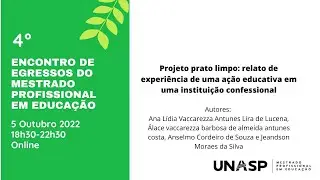 Projeto prato limpo: relato de experi&ecirc;ncia de uma a&ccedil;&atilde;o educativa em uma institui&ccedil;&atilde;o confessional.