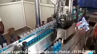 Automatic pharma cough syrup filling and ropp capping machine, Liquid packaging line