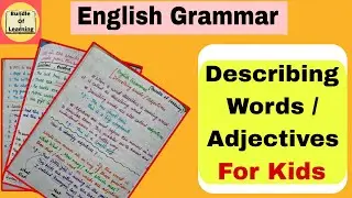 Class 1 English Grammar Describing Words | Class 2 English Adjective | Adjectives In English Grammar
