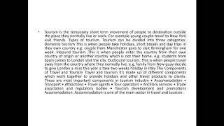 COMPONENTS AND ELEMENTS OF TOURISM PART 1
