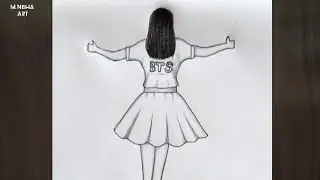 How to draw a BTS girl back side -step by step // Drawing girl easy #drawing #art