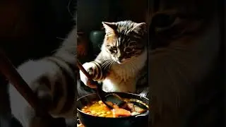 Cutest Little Chef: Kitten Frying Fish! #kittennny #kittens #food #cutecat #kitty #cutecat