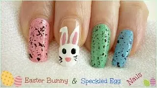 Easter Bunny & Speckled Egg Nail Art Tutorial For Beginners | Very Easy