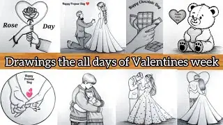 8 Drawing Videos the all days of Valentines week 🥰 / Cute couple Drawing on valentines day very easy