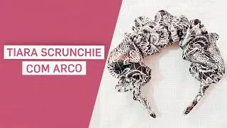 Tiara scrunchie de cetim com arco - PAP