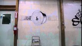 Charmcity Skatepark crew draw a Speed Lab wheels logo