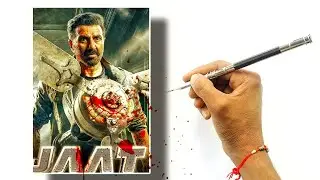 Jaat movie poster drawing,  Step by step,  Shading Tutorial