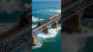 Steam Train Crossing The Ocean Bridge #steamlocomotive #train #pov #locomotive #railway