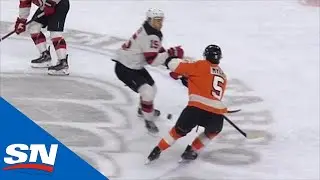 John Hayden Catches Philippe Myers In The Train Tracks With A Massive Open-Ice Hit