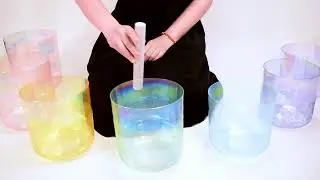 Qre Alchemy Clear Crystal Singing Bowl, Chakra Color, Gem Mounting, Sound Healing | for Meditation