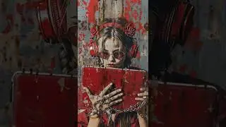 Vexa Carmine &mdash; Urban Street-Art Portrait of a Digital Muse (Red Headphones, Roses, Chains)