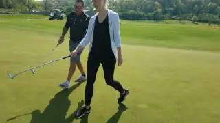Heather and Vince from WNML tour UT Golf practice course