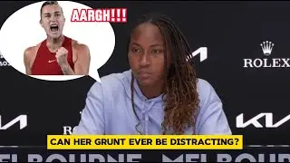 Coco Gauff's reaction when asked about Sabalenka's grunting
