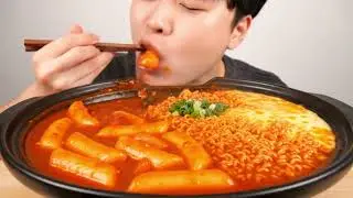 Cheesy Spicy Tteokbokki & Ramen Combo! Most Satisfying Slurp Ever 🧀🍜🔥