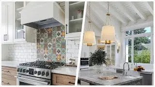 75 Vaulted Ceiling Kitchen With Multicolored Backsplash Design Ideas You'll Love ⭐️