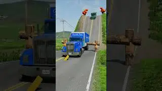 Cargo Truck & Buses vs Logs Trap - BeamNG.Drive #shorts #beamngdrive #trucks
