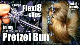 Flexi8 PRETZEL BUN -2 Large flexi8 clips 🦋 ANKLE LENGTH LONG HAIR
