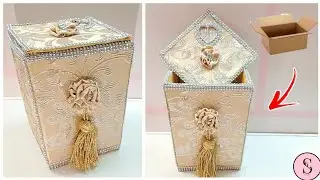 باسكيت مهملات من الكرتون/Cardboard ideas / making a garbage basket out of cardboard