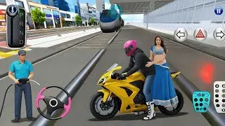 Pink and Yellow Bike Vs Bullet Train 3d Driving Class android game play video || Car Game #cargame