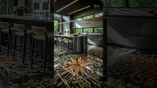 Kitchen - dry tree complete with leaves and flowers slice resin  Flooring INSANE! #Shorts