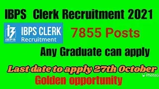 IBPS Clerk Recruitment 2021 !!Any Graduatecan apply, 7855 post !!!