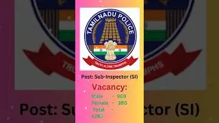 Great news to graduates in Tamil Nadu. Vacancies for the post Sub inspector in Tamil Nadu police.