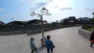Cologne between cathedral and train station 360 video