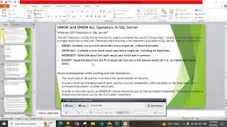 Day-10)set operators(Union, Union all, Intersect and Except) in SQl server in Hindi