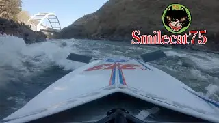A313 Maniac catching air in Time Zone rapids. 2021 Salmon River race