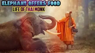 Elephant Offers Food To The Monks || Thai Buddhist Monk Life