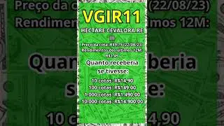 QUANTO RENDE OS DIVIDENDOS NAS COTAS DO #ValoraREIII #VGIR11 #Shorts #FeedShorts