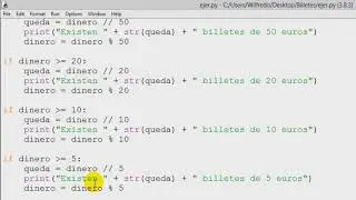 Ejercicio  de desglose en billetes y monedas en Python
