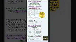 Power Grid Corporation of India Limited PGCIL Diploma Trainee 2023 Apply Online for 425 Post |#shot